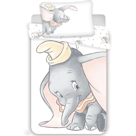 Povlečení bavlněné do postýlky 135x100+40x60 - Dumbo "Grey" baby