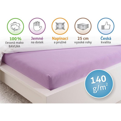 Prostěradlo Jersey česaná bavlna MAKO - Fialová