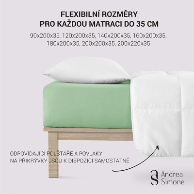 Jersey Lycra prostěradlo Andrea Simone boxspring - Granite Green (16-5907)