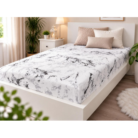 Mikroflanelové prostěradlo EXCLUSIVE 90x200 - Mramor bílý